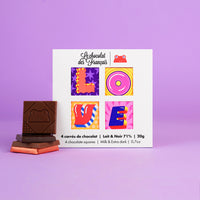 chocolate pieces in love packaging